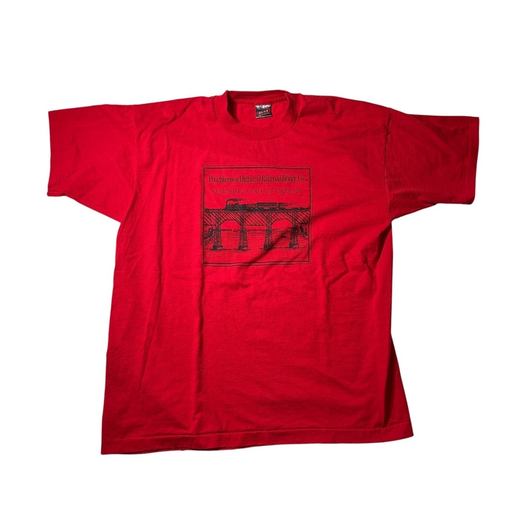 Vintage Poughkeepsie Railroad New York‎ NY Single Stitch T Shirt XL Red